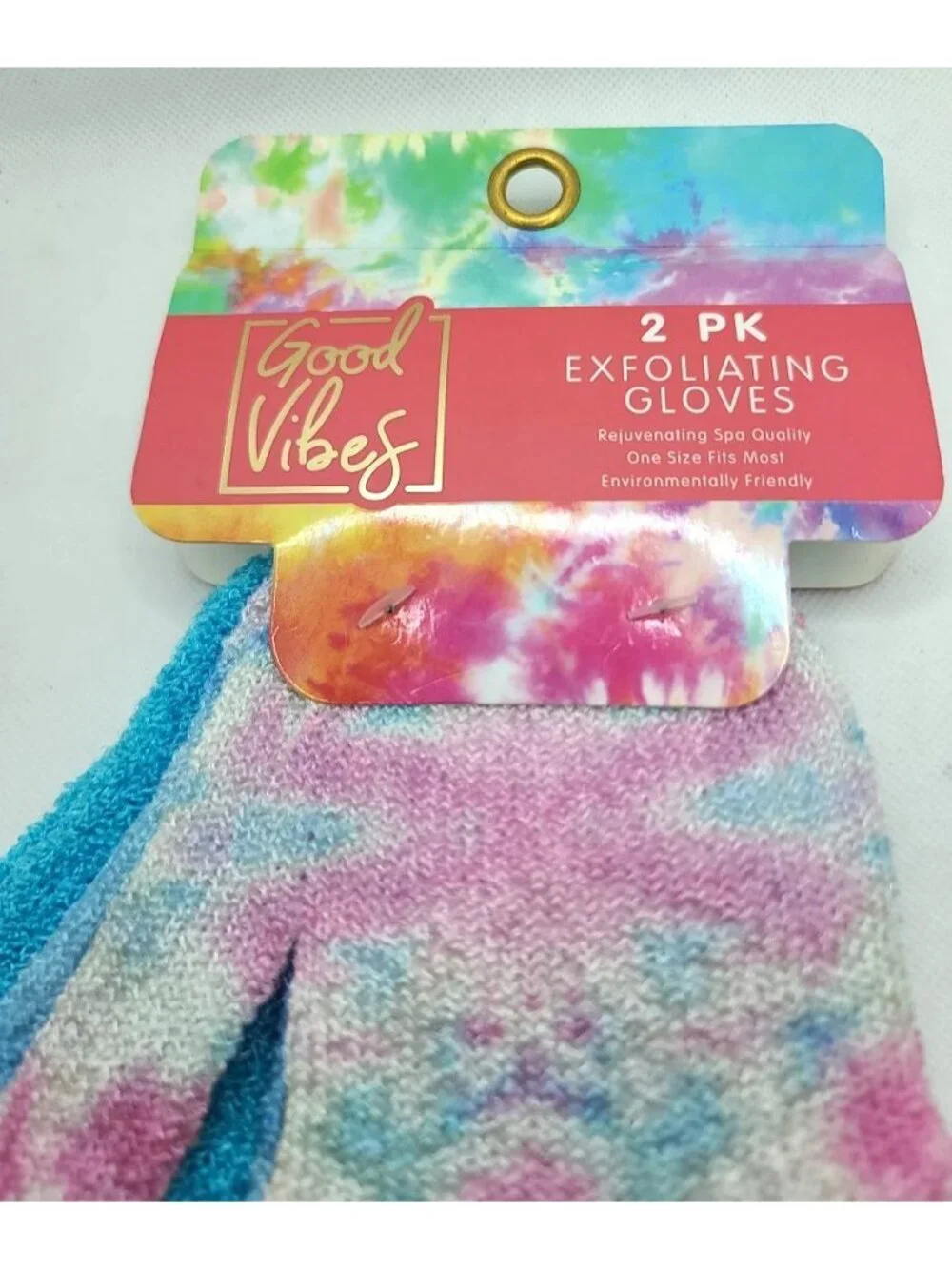 Urban Outfitters Good Vibes Exfoliating Gloves 2 Pairs OS Pink Tie Dye Blue NEW